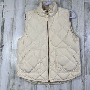 J. Crew Mercantile Quilted Puffer Vest Women's‎ L Cream Winter Outerwear Jacket